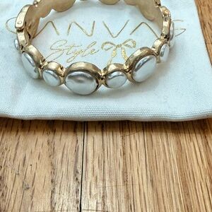 Canvas Style Gold and White Bracelet